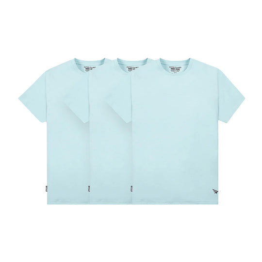 Paper Planes Mens Essential 3 Pack Crew Neck T-Shirt 200011-PWDRBL Powder Blue