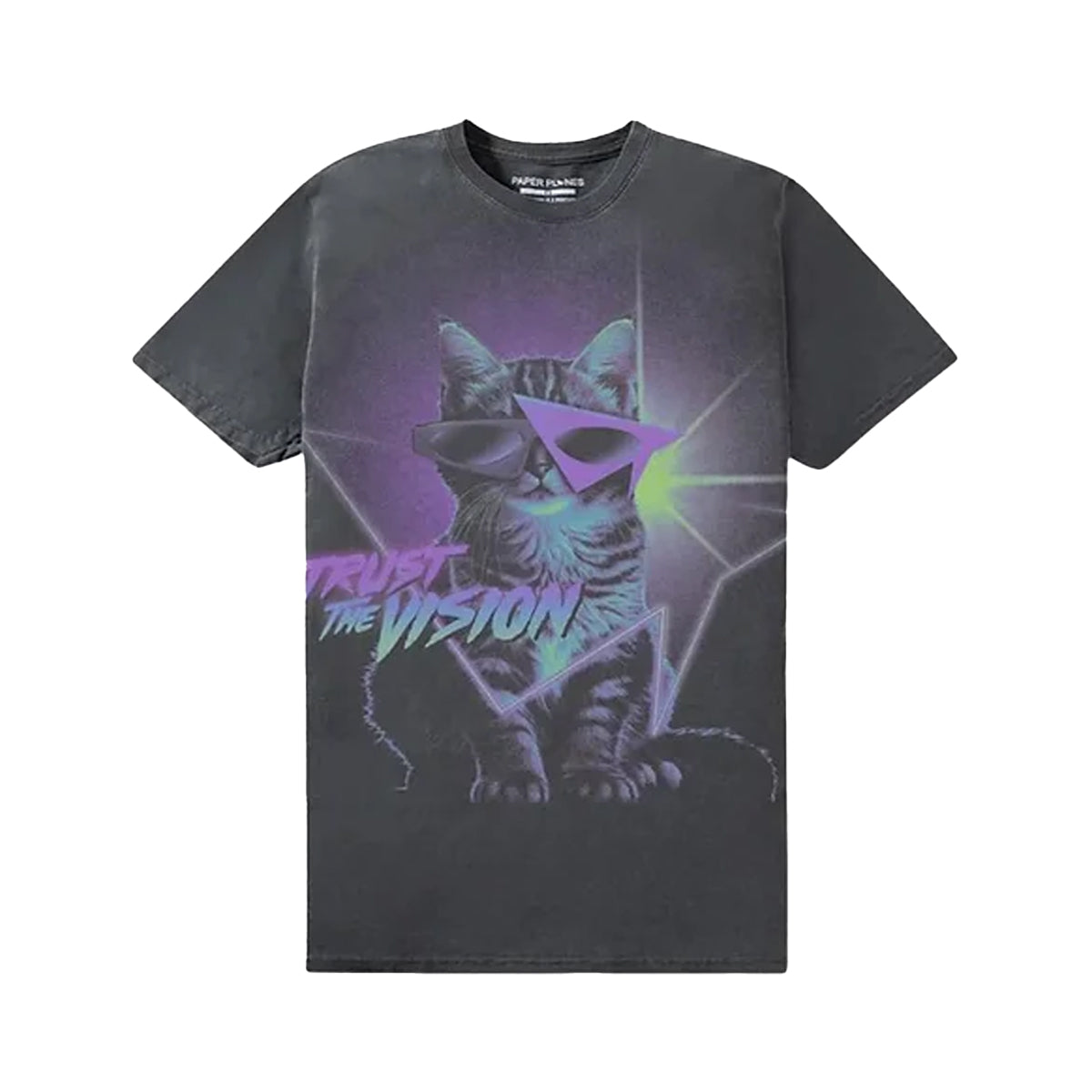 Paper Planes Mens Trust The Vision Crew Neck T-Shirt 200348-WSHDBLK Washed Black