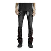 Premium Milano Mens Zip Red Stone Stacked Flare Jeans PM003F25-100 Black Wash