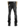 Premium Milano Mens Zip Red Stone Stacked Flare Jeans PM003F25-100 Black Wash