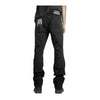 Premium Milano Mens Zip White Stone Stacked Flare Jeans PM003F25-700 Dirty Wash