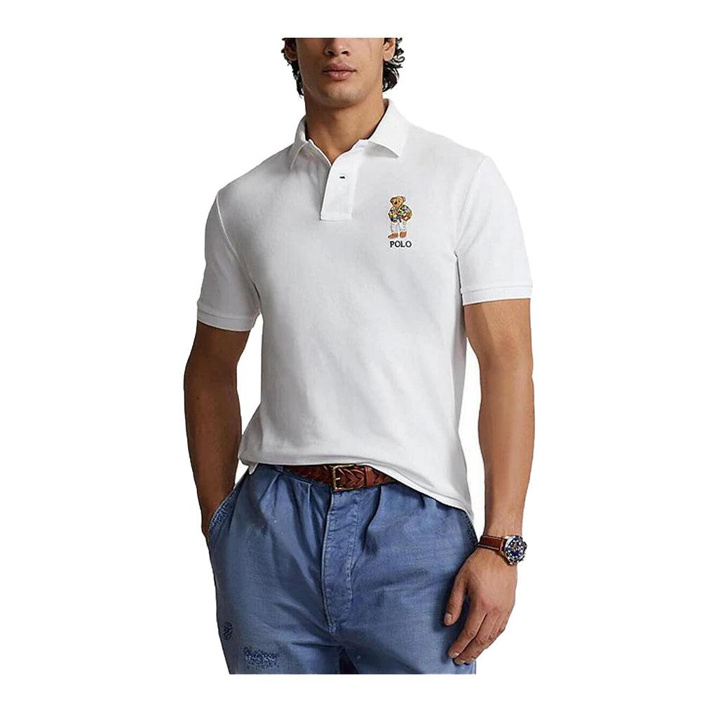 Polo Ralph Lauren Mens White Beach Club Bear Polo Shirt 710853312024 White