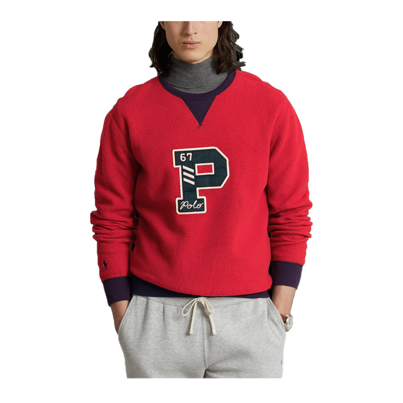 Polo Ralph Lauren Mens Brushed Face Nylon Fleece Crewneck Sweatshirt 710878895001 Dark Red