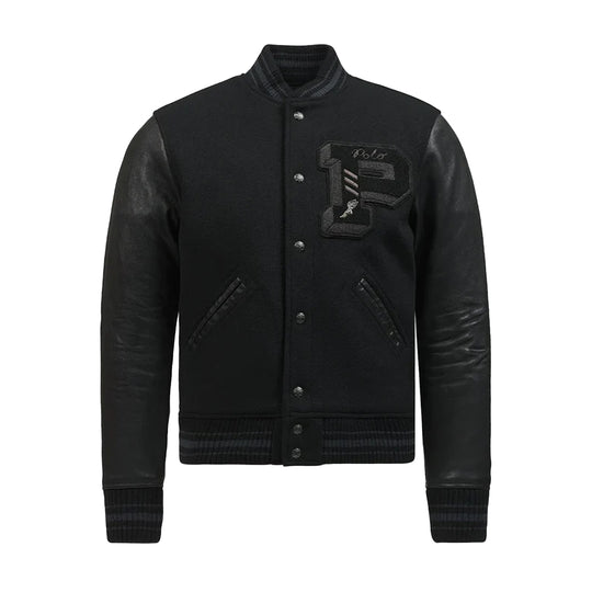 Polo Ralph Lauren Mens Original Label Broken Twill Varsity Jacket 710907546001 Polo Black