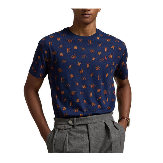 Polo Ralph Lauren Mens Classic Equestrian Print Crew Neck T-Shirt 710952030001 Blue