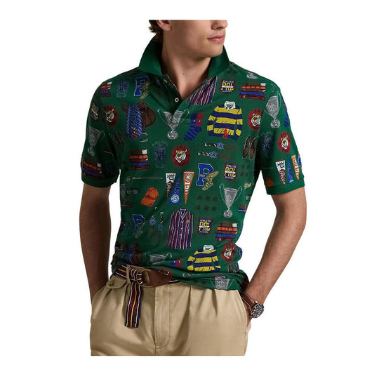 Polo Ralph Lauren Mens Tennis Printed Mesh Polo Shirt 710953570001 Green