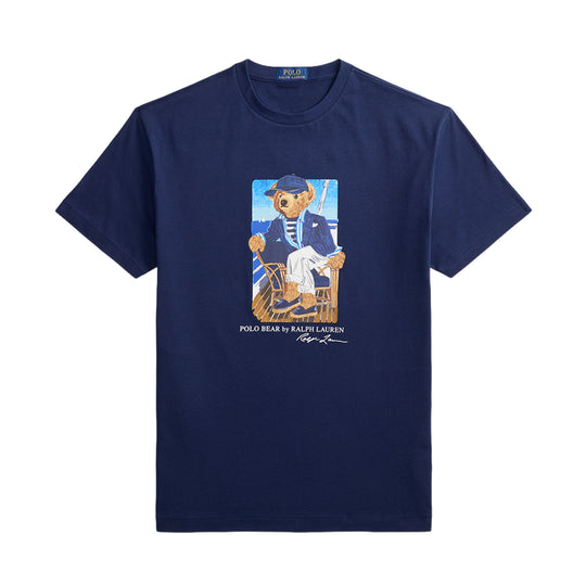Polo Ralph Lauren Mens Jersey Knit Novelty Bear Crew Neck T-Shirt 710B18547001 Newport Navy