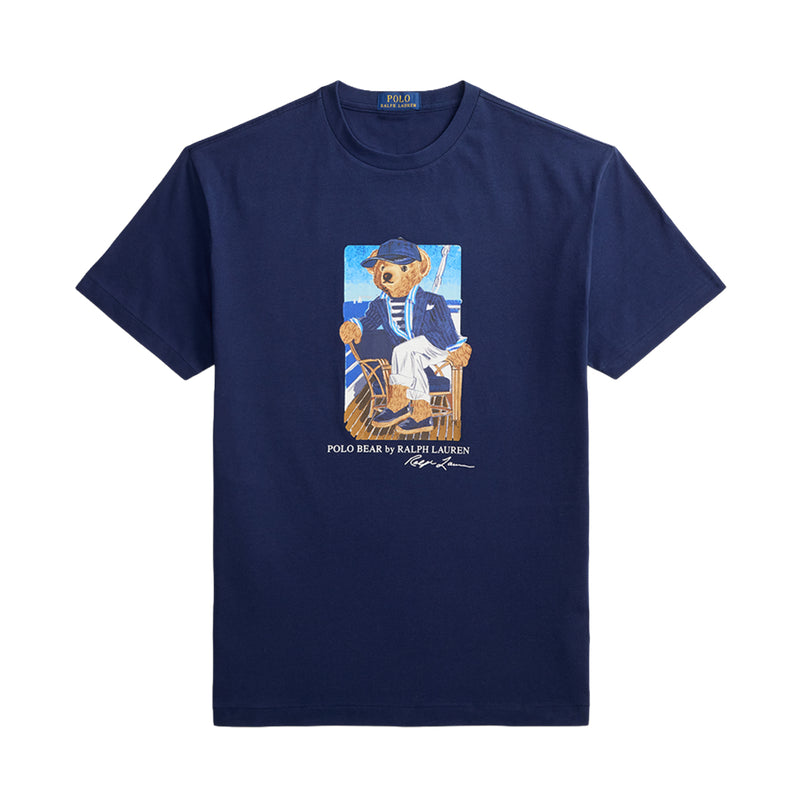 Polo Ralph Lauren Mens Jersey Knit Novelty Bear Crew Neck T-Shirt 710B18547001 Newport Navy