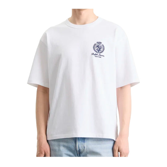 Polo Ralph Lauren Mens Jersey Knit Tennis Graphic Crew Neck T-Shirt 710B19623005 White