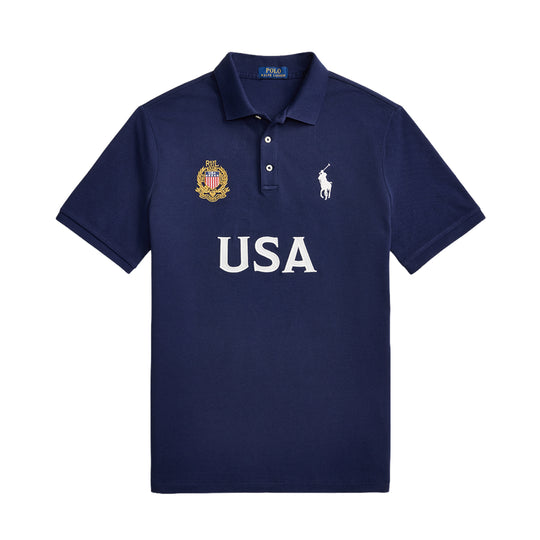Polo Ralph Lauren Mens USA Mesh Knit Polo Shirt 710B20858001 Newport Navy