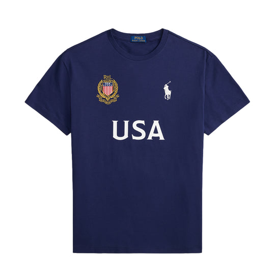Polo Ralph Lauren Mens USA Jersey Knit Crew Neck T-Shirt 710B20869001 Newport Navy