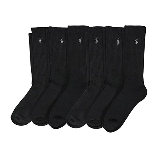 Polo Ralph Lauren Mens Classic Cotton Sport 6 Pack Socks 821002PK Black