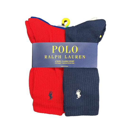 Polo Ralph Lauren Mens Classic Sport 6 Pack Socks 821392PK3 Asst