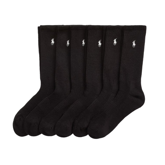 Polo Ralph Lauren Mens Half Cushion Crew 6 Pack Socks 821480PKZ3 Black