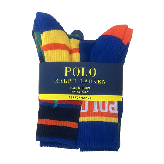 Polo Ralph Lauren Mens Crew 6 Pack Socks 821571PK3 Asst