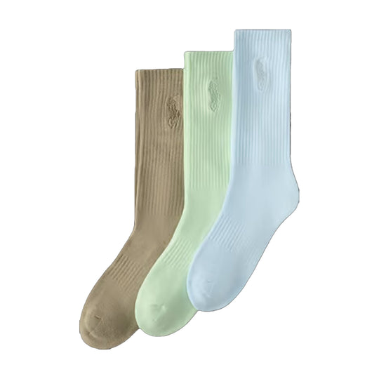 Polo Ralph Lauren Mens Half Cushion 3 Pack Crew Socks 821579PK Assorted