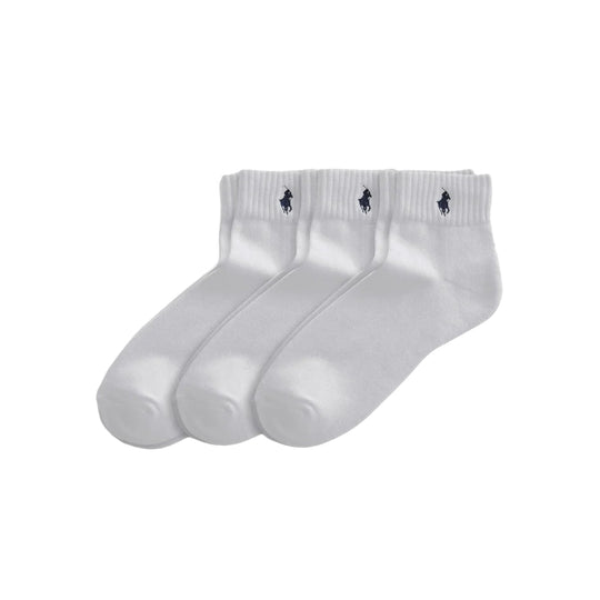 Polo Ralph Lauren Mens 3-Pack Cotton Blend Quarter Socks 824032PK White