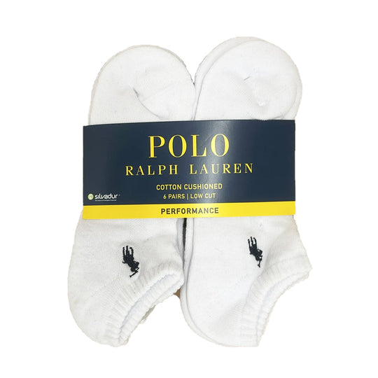 Polo Ralph Lauren Mens Half Cushion Quarter 6 Pack Socks 827480PKZ3 White