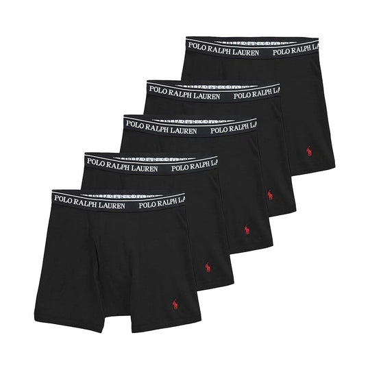 Polo Ralph Lauren Mens P5 Classic Fit Cotton Boxer Briefs NCBBP5-PBD 5 Polo Black/RL2000 Red PP