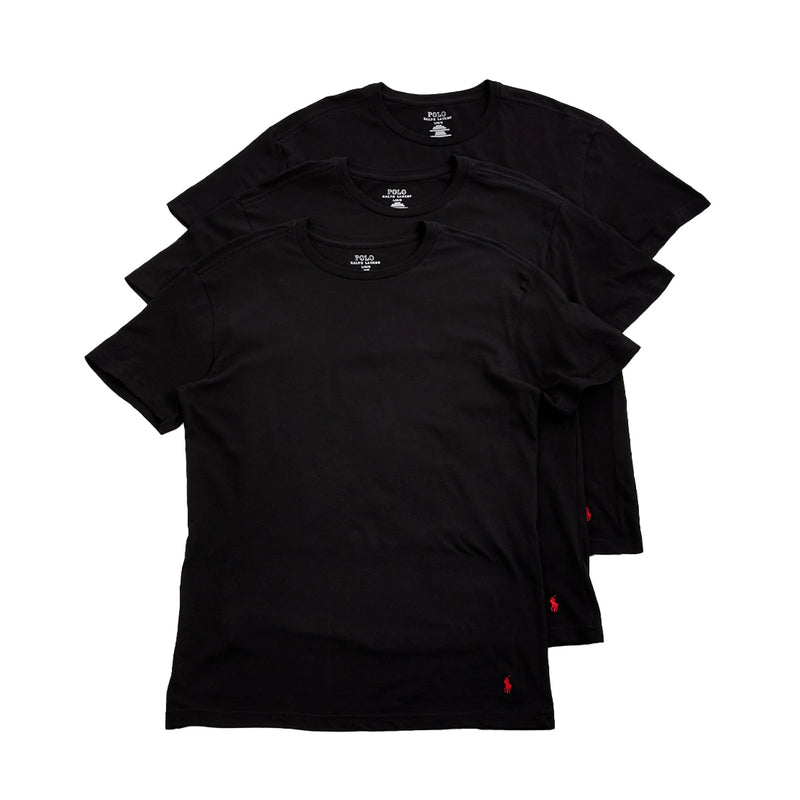 Polo Ralph Lauren Mens Slim Fit Cotton 3 Pack Crew Neck T-Shirt NSCNP3-POLO BLACK