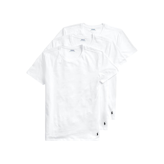 Polo Ralph Lauren Mens Slim Fit Cotton 3 Pack Crew Neck T-Shirt NSCNP3-WHD 3 White/Cruise Navy PP