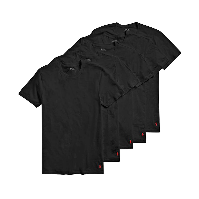 Polo Ralph Lauren Mens Slim Fit Cotton 5 Pack Crew Neck Under Shirt NSCNP5-POLO BLACK