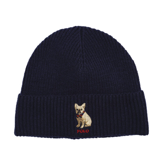 Polo Ralph Lauren Unisex Embroidered Frenchie Beanie PC0917-433 Newport Navy