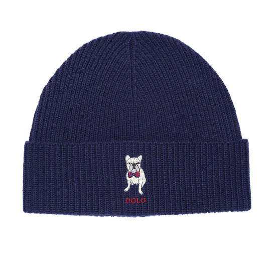 Polo Ralph Lauren Unisex Solid Flag Bear Beanie PC1030-433 Classic Navy