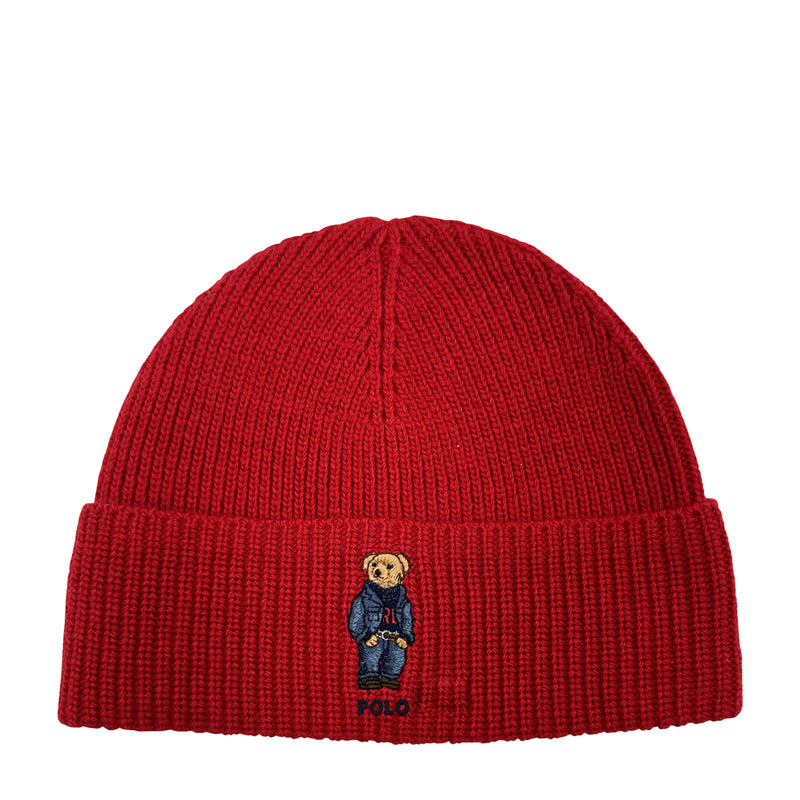 Polo Ralph Lauren Unisex Solid Denim Bear Beanie PC1268-620 Rl 2000 Red