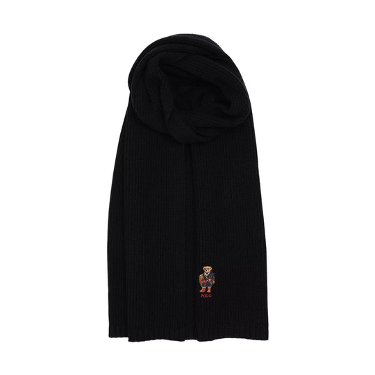 Polo Ralph Lauren Unisex Solid Denim Bear Scarf PC1269-001 Polo Black