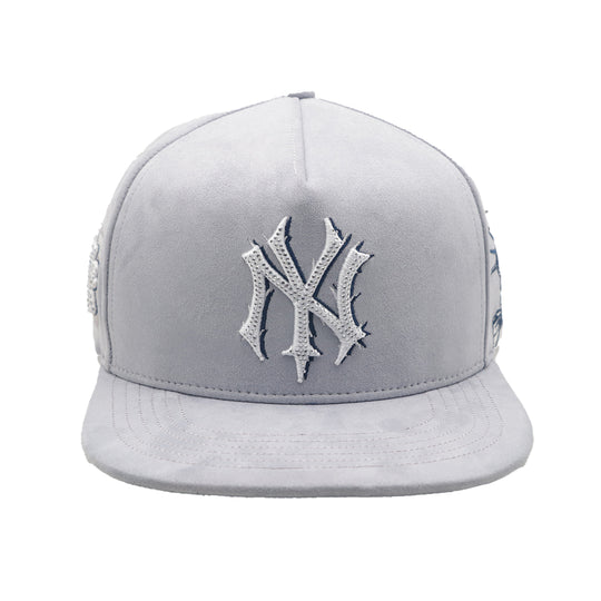 Premium Milano Unisex NY Snapback Hat 2605 Grey/Navy