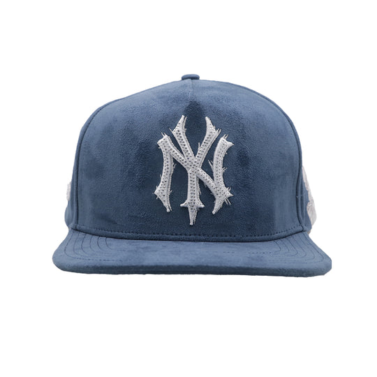 Premium Milano Unisex NY Snapback Hat 2606 Navy/White