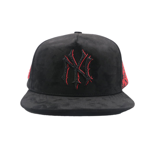 Premium Milano Unisex NY Snapback Hat 2607 Black/Red