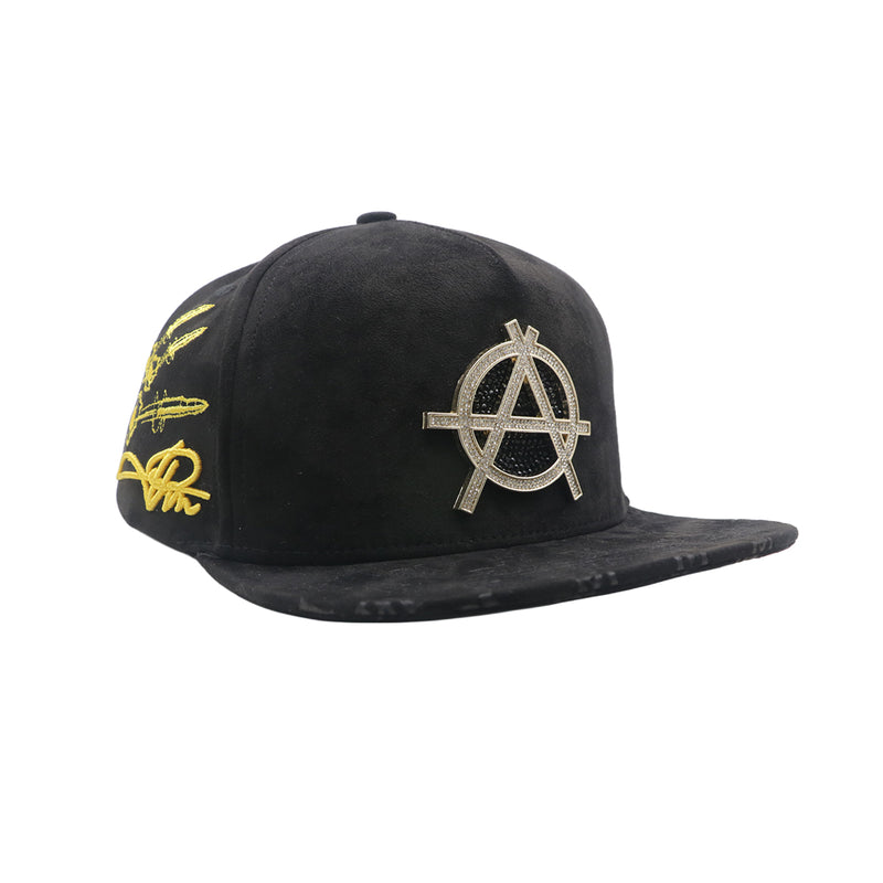 Premium Milano Unisex Anarchy Snapback Hat 2608 Black/Gold