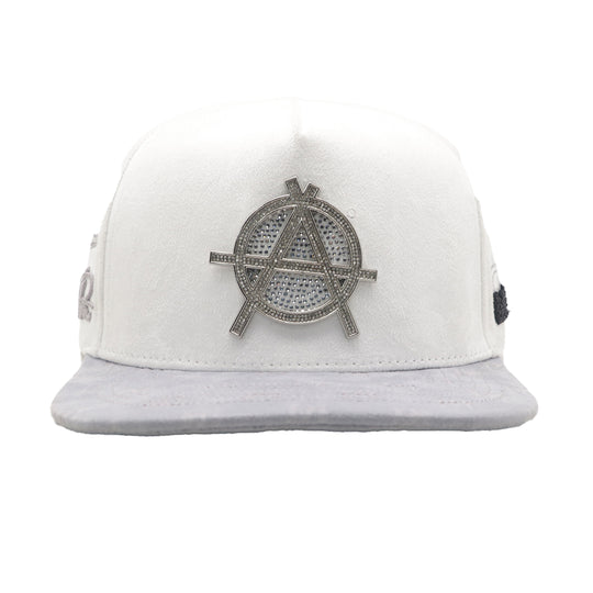 Premium Milano Unisex Anarchy Snapback Hat 2609 White/Grey