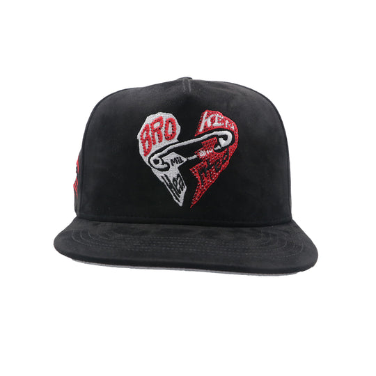 Premium Milano Unisex Broken Heart Snapback Hat 2612 Black/Red
