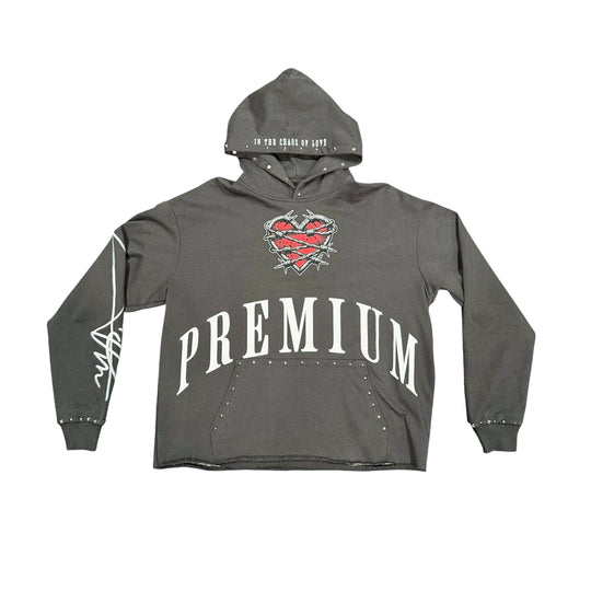 Premium Milano Mens Barbed Heart Hoodie BBH19-871-WBK Charcoal