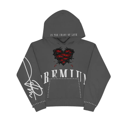 Premium Milano Mens Barbed Heart Hoodie BBH19-871-WBK Charcoal