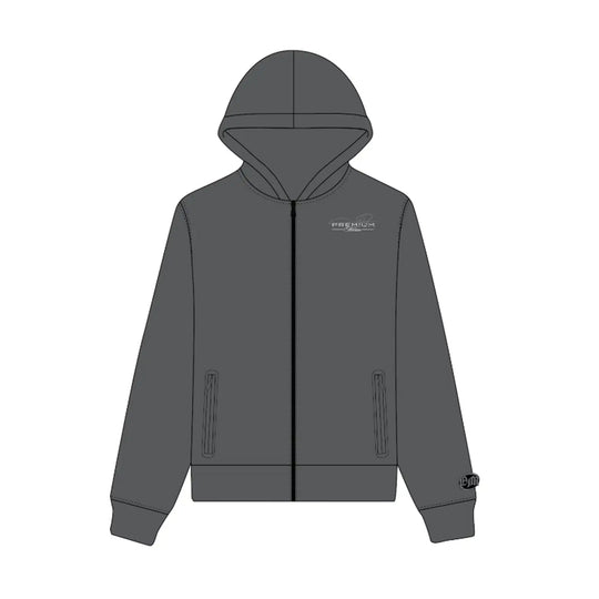 Premium Milano Mens Zip Tech Hoodie BC3Z-034-CHLK Charcoal