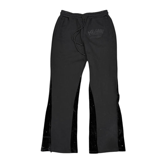 Premium Milano Mens Black Cat Club Velvet Sweatpants BC5P-100-BK Black