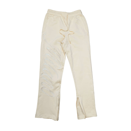 Premium Milano Mens Script Tonal Sweatpants BP14-005-CRM Cream