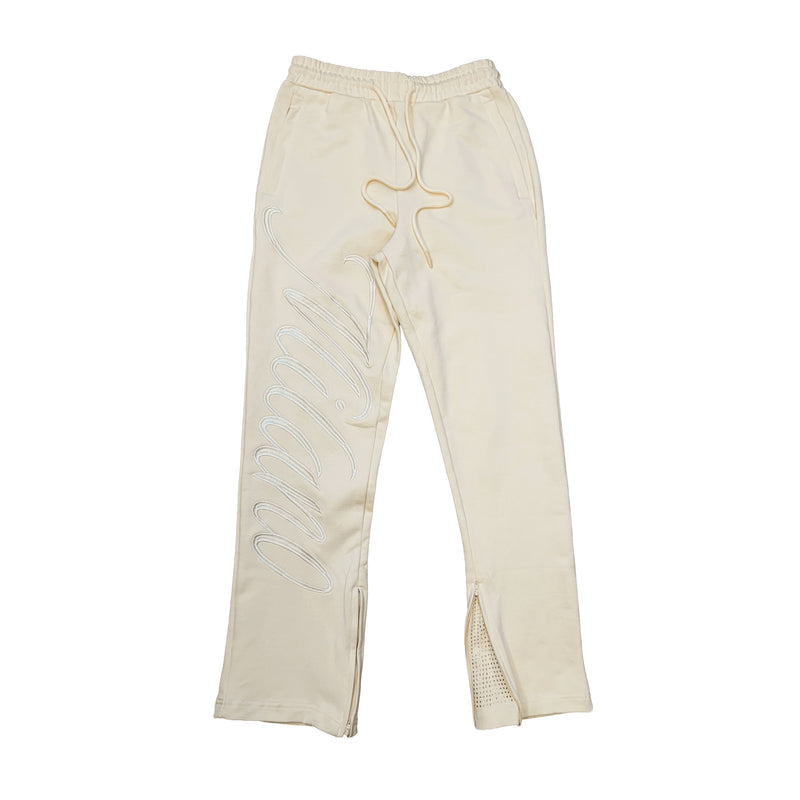 Premium Milano Mens Script Tonal Sweatpants BP14-005-CRM Cream