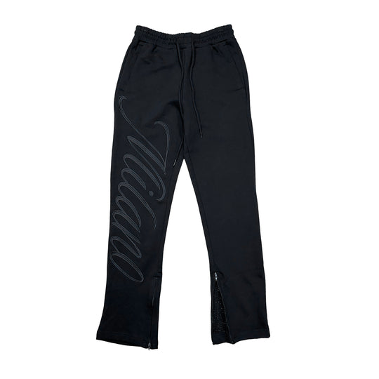 Premium Milano Mens Script Tonal Sweatpants BP35-100-BK Black