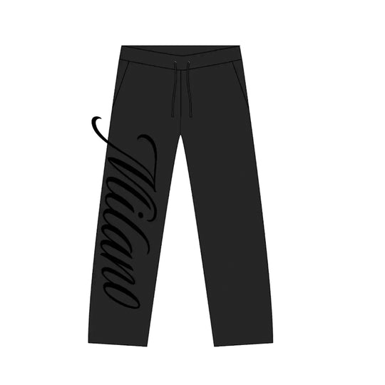 Premium Milano Mens Script Tonal Sweatpants BP35-100-BK Black