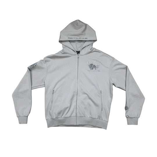 Premium Milano Mens Tonal Panther Zip Hoodie BPZ16-082-GY Gray
