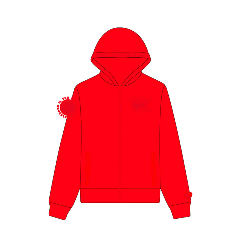 Premium Milano Mens Tonal Panther Zip Hoodie BPZ39-600-RD Red