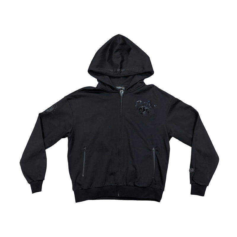 Premium Milano Mens Tonal Panther Zip Hoodie BPZ63-818-BK Black