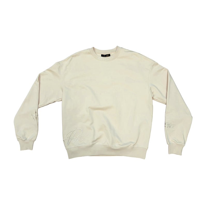 Premium Milano Mens Tonal Crew Neck Sweatshirt BT26-711-CRM Cream