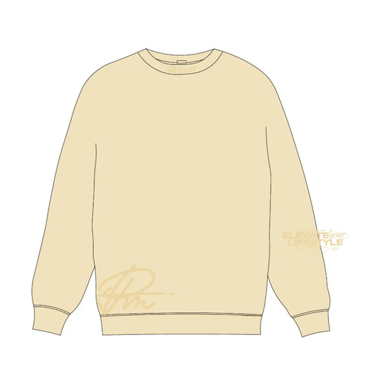 Premium Milano Mens Tonal Crew Neck Sweatshirt BT26-711-CRM Cream