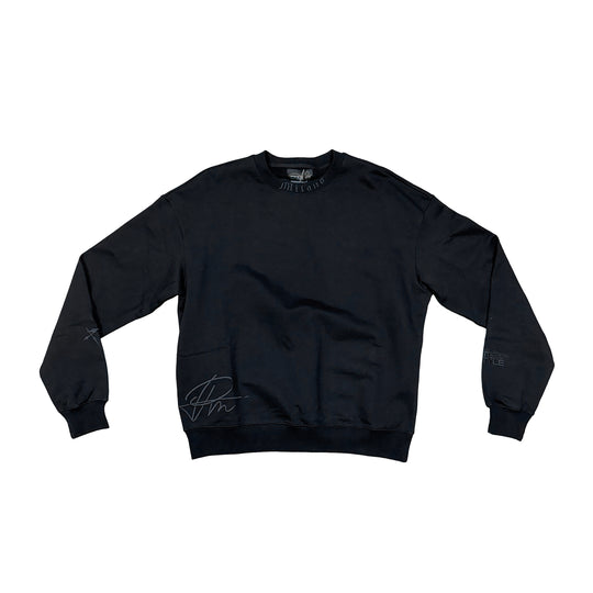 Premium Milano Mens Tonal Crew Neck Sweatshirt BT35-100-BK Black